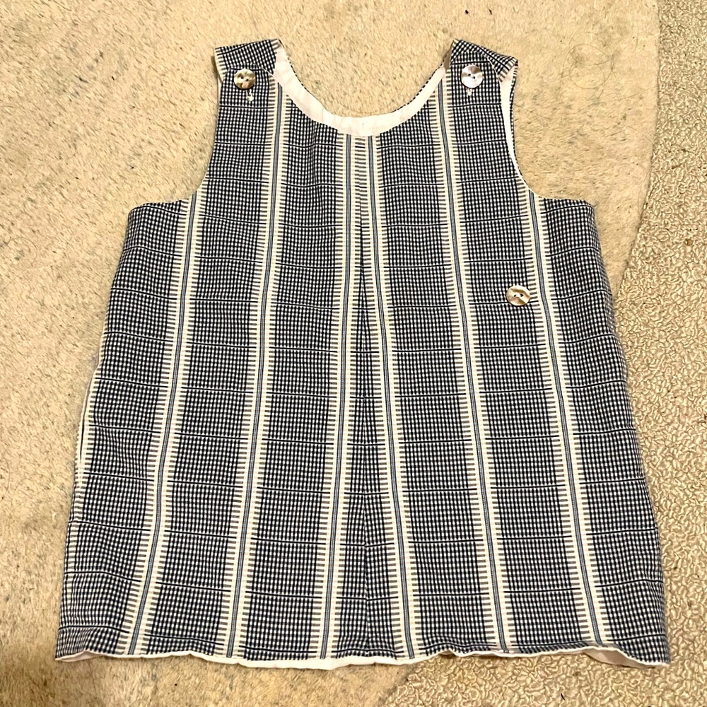 Papa d’Anjo Blue Plaid Jumper Dress with Pearl Buttons